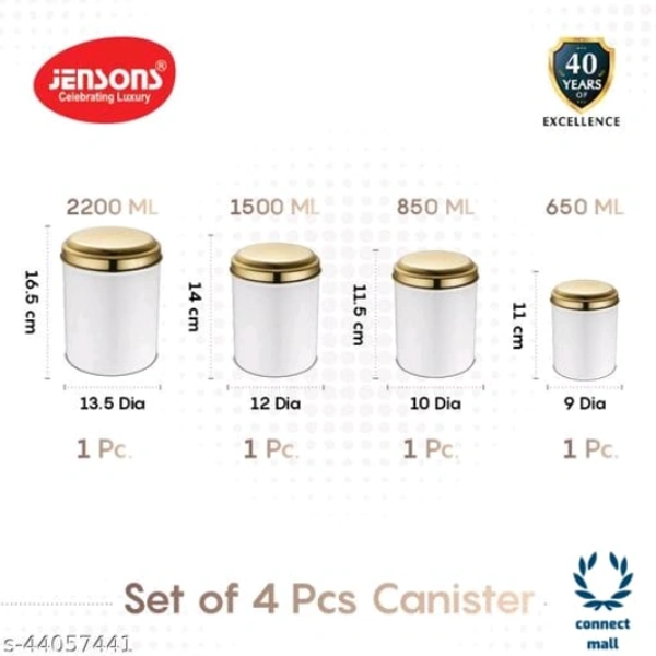 Modern Jars & Containers - LXHXW:13.5X16.5X13.5 cm, White, Stainless Steel, Pack of :4